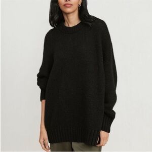 JENNI KAYNE Alpaca Cocoon Crewneck Sweater in Black Size XS